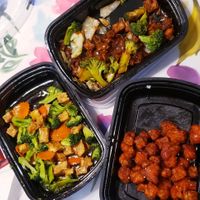 From top- Pad See Ew Tofu, Orange Tofu, & Broccoli Tofu. There was twice a much before we got ahold of them. 😋 at My Thai in La Habra