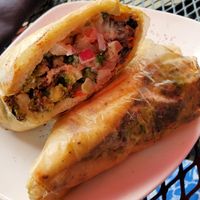 Eggplant and falafel sandwich. Listen, I hate eggplant usually but these folks know how to make it so good! at Falafel Shack in Chambersburg
