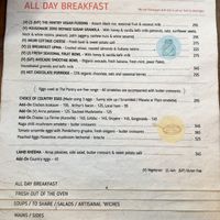 Breakfast menu page at The Pantry in Mumbai