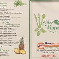 Vegan Menu at Bossman's Pizza in San Jose
