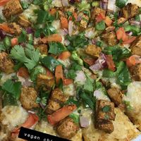 veganized chickn tikka masala pizza at Bossman's Pizza in San Jose