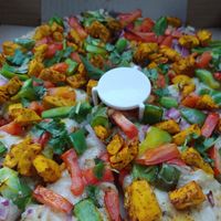 $23.00 10' Vegan Tika Masala Pizza 🍕 and two sides of vegan ranch at Bossman's Pizza in San Jose