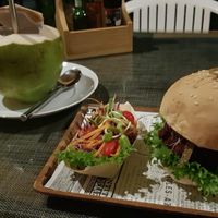 Burger and coconut at Cooper's Specialty Kitchen in Ao Nang