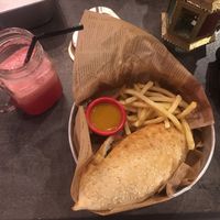 Falafel sandwich and watermelon juice at Tarma in Kuala Lumpur