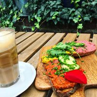 Vegan Topping on homemade bread at Gartensalon in Munich