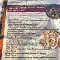 Vegan menu at Bollywood in Sarlat-la-caneda