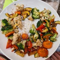 Vegetable stir fry at Chwast Prast in Torun