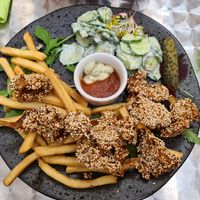 Oyster mushroom wings at Chwast Prast in Torun