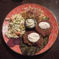 Dish of the day: Potato/beetroot cutlets with bulgur groats at Chwast Prast in Torun