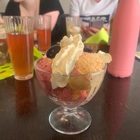Ice cream with homemade lemonade at Chwast Prast in Torun
