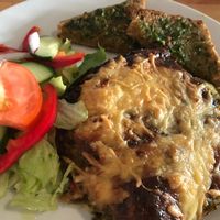 yummy vegetarian lasagne at Pygmalion in Bergen
