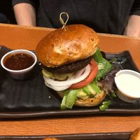 Falafel burger! at Basement Burger Bar in Canton