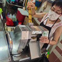 Freshly pressed sugarcane juice at Soon Heng Fruit Juice in Northeast Singapore