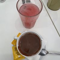 Hot chocolate and strawberry lemonade.  at Maria Limão in Lisbon