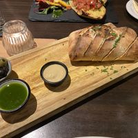 Homemade Bread Board With Homemade Pesto and Hummous at La Caverna in Dublin