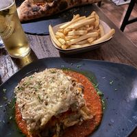 vegan lasagna  at La Caverna in Dublin