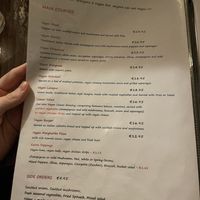 menu  at La Caverna in Dublin
