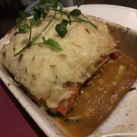 Vegan roasted veg lasagna  at La Caverna in Dublin
