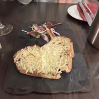 Garlic bread with vegan cheese  at La Caverna in Dublin