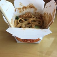Creamy peanut! Yummy! It comes in this box even if you are dining in, very fast :) at Tam Noodle Box in Seattle