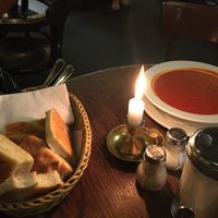 Tomato soup with homemade bread. at Ali Baba in Berlin