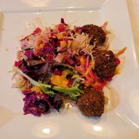 Rice bowl with vegan mild sauce and falafels  at Hummus Mediterranean Grill in Hagerstown