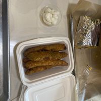 Fries pickles with garlic sauce   at Hummus Mediterranean Grill in Hagerstown