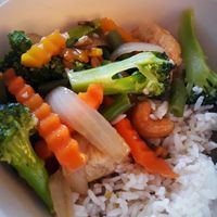 Vegan chicken with cashew nuts  at Khun Pui in Auckland