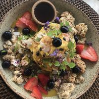 Lemon and vegan ricotta pancakes at The Milkman's Daughter in Mermaid Beach