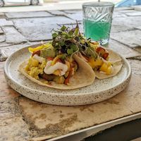 Vegan Mango Taco & Dreamer Juice at The Milkman's Daughter in Mermaid Beach