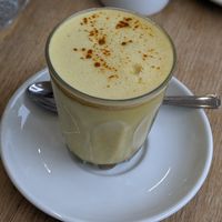 Oat milk turmeric latte at Milk - Edinburgh Sculpture Workshop in Edinburgh