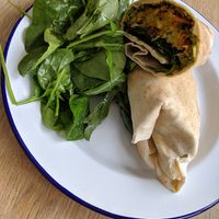Onion bhaji flatbread at Milk - Edinburgh Sculpture Workshop in Edinburgh