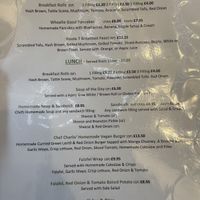 Menu  at Route 7 in Aviemore