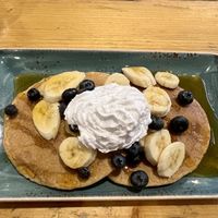 Vegan pancakes (child portion- 2 pancakes instead of 3 in the adult size)   at Route 7 in Aviemore