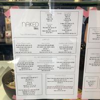 Menu at Naked Bakery in Edinburgh