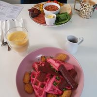 Full breakfast in the back at Naked Bakery in Edinburgh