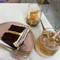 afogato, iced coffee and honeycomb chocolate cake  at Naked Bakery in Edinburgh