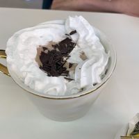 Hot chocolate with cream  at Naked Bakery in Edinburgh