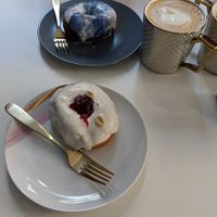 Vanilla (top) and PB&J (bottom) doughnuts. Delicious!! at Naked Bakery in Edinburgh