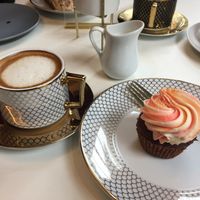 Glutenfree chocolate orange cupcake and flat white at Naked Bakery in Edinburgh