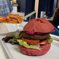 Signature burger at Naked Bakery in Edinburgh