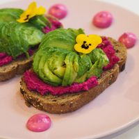 Avocado and hummus on toast at Naked Bakery in Edinburgh