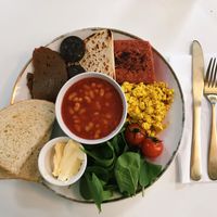 Full Scottish breakfast, I went twice because it was so tasty! at Naked Bakery in Edinburgh