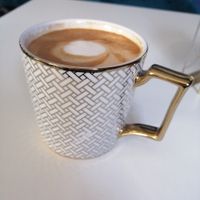 Soya latte in one of the pretty mugs they have at Naked Bakery in Edinburgh