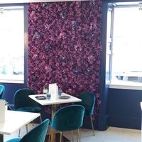 Beautiful flowered walls at Naked Bakery in Edinburgh
