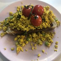 Scrambled tofu  at Naked Bakery in Edinburgh