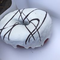 Red velvet doughnut  at Naked Bakery in Edinburgh