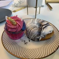 Biscoff donut and unicorn cupcake  at Naked Bakery in Edinburgh