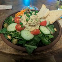 This is the chickpea tuna. The real stars are of course the chickpea tuna itself, but those carrots hiding in the back were sooo yummy!! at HOME Bistro and Cafe in Busan