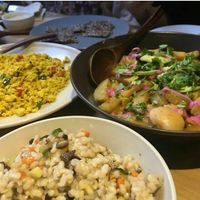 turmeric tofu, morocco stew with brown rice at Beijing Vegan Hut in Beijing